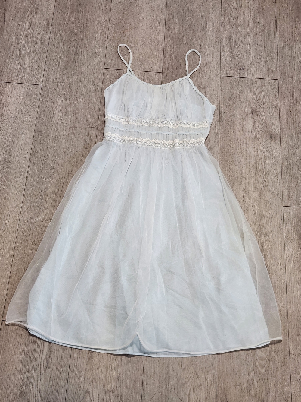 Vintage 50s Gotham Gold Stripe White Sheer Babydoll Nightgown Dress